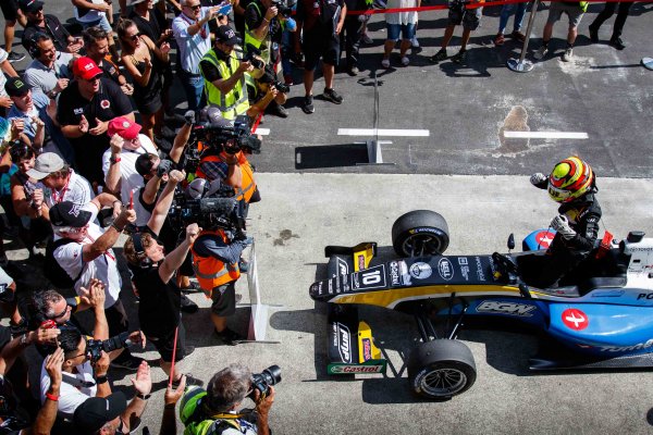 Picture 2 - Moment of glory. Liam Lawson is the winner of the 2019 Castrol Toyota Racing Series. Picture Simon Chapman..jpg